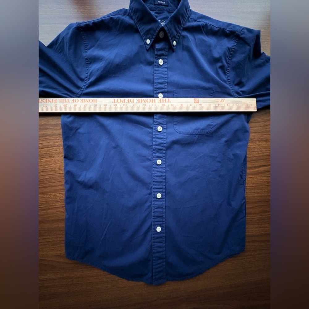Vintage Y2K Abercrombie & Fitch Navy Oxford Shirt Relaxed Fit Stretch | Men’s S - Picture 10 of 15